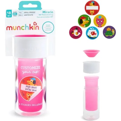 Munchkin Чаша със стикери Munchkin - Pink, 266 ml (MKN-FED53-PNK)