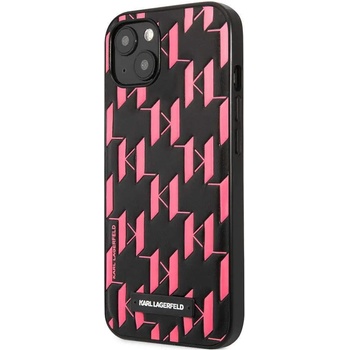 KARL LAGERFELD Monogram Plaque Case - дизайнерски кожен кейс за iPhone 13 (черен)