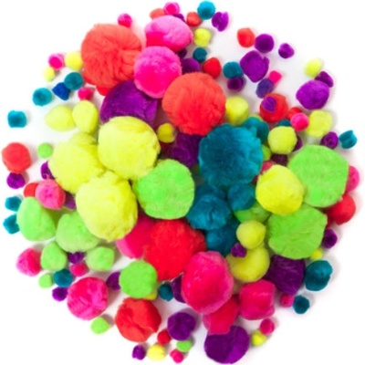 DP Craft Chlupaté kuličky neonové mix velikostí 156 ks