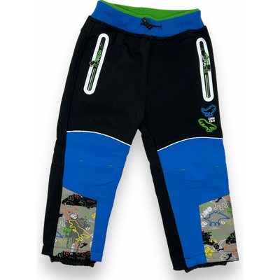 Chlapčenské softshellové zateplené nohavice s gumou v páse černo modrej farby čierná