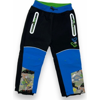 Chlapčenské softshellové zateplené nohavice s gumou v páse černo modrej farby čierná