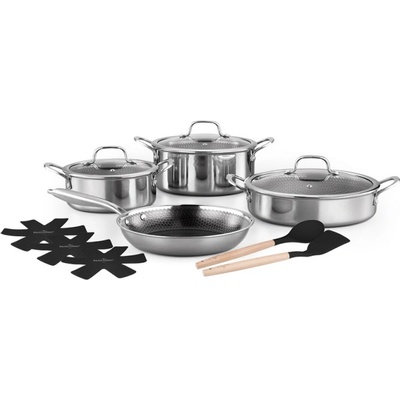 Swiss Haus Комплект тенджери Swiss Haus SH-ZG1012, 12 части, Sapphire-керамично покритие, Фурна до 260C , Индукция, Сребрист (SH-ZG1012)