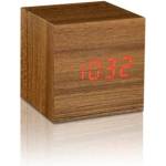 Gingko Design GINGKO Часовник с термометър CUBE - тиково дърво с червени цифри (Gingko-GK08R4) Будилник