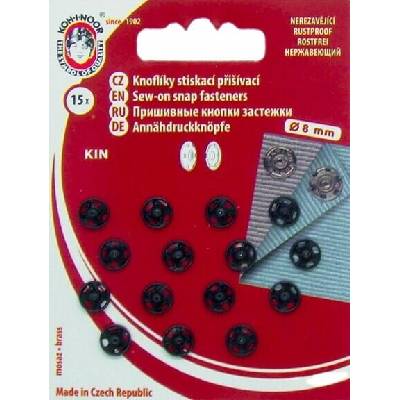 Našívacie patentky KIN variant čierny nikel priemer 8 mm