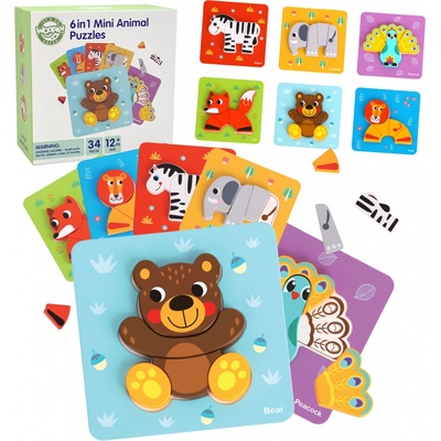 Woopie green skládačka kostky zvířátka Montessori FSC