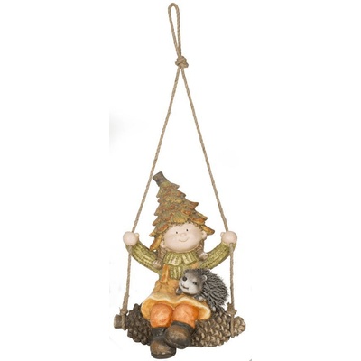 MagicHome Dekorácia Nature Dievčatko sediace na šiške keramika 33x26x43 cm