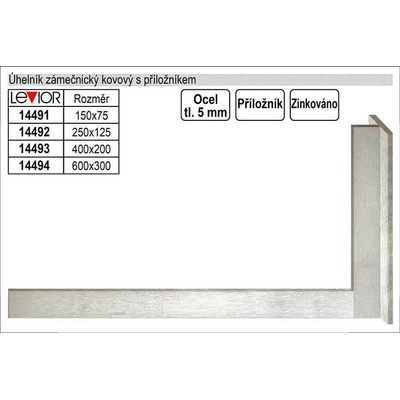 LEVIOR príložný 250x125 mm pozinkovaný 14492
