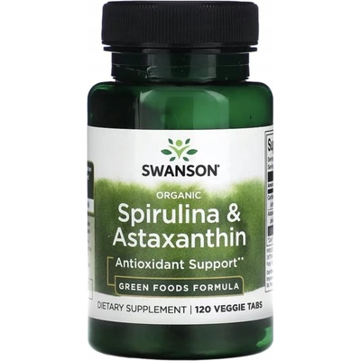 Swanson Organická Spirulina a Astaxanthin 120 tabliet