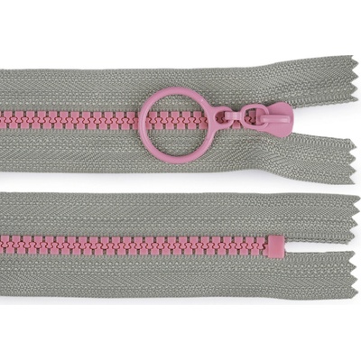 Stoklasa Kostěný zip barevný No 5 délka 15 cm s ozdobným jezdcem Balení: 1 ks, Varianta: 13 (317) šedá světlá růžová 13 (317) šedá světlá růžová