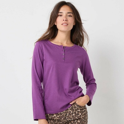 Blancheporte Tričko s tuniským výstrihom a dlhými rukávmi fialová