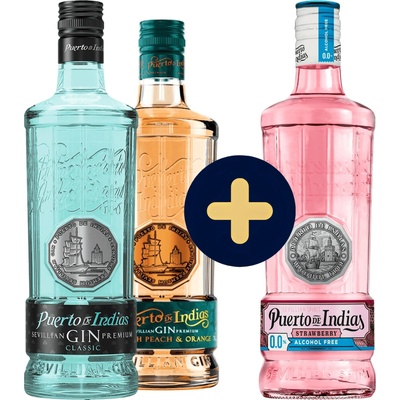 Puerto de Indias Classic + Peach & Orange + Strawberry Alcohol free (set 1 x 0.7 l, 1 x 0.7 l, 1 x 0.7 l)
