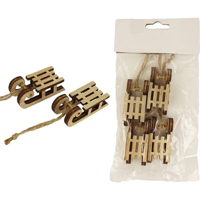 Dekorační sáňky přírodní sada 4 ks