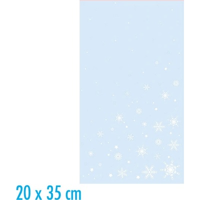 Sáček celofán průhledný 20x35cm vločky a hvězdičky