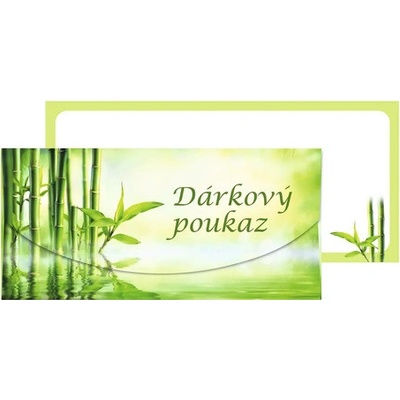 Dárková obálka na peníze nebo poukázky zelená "Dárkový poukaz" 10x21 cm
