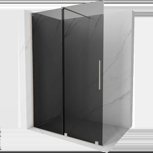Mexen Velar плъзгаща се душ кабина Walk-in 160 x 200 см, графит 8 мм, четка никел - 871-160-000-43-97 (871-160-000-43-97)
