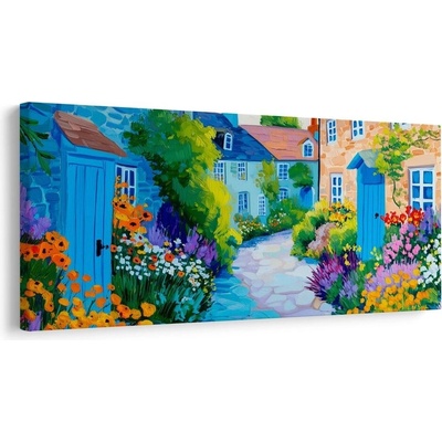 Obraz barevná zahrada v uličce - 80x40