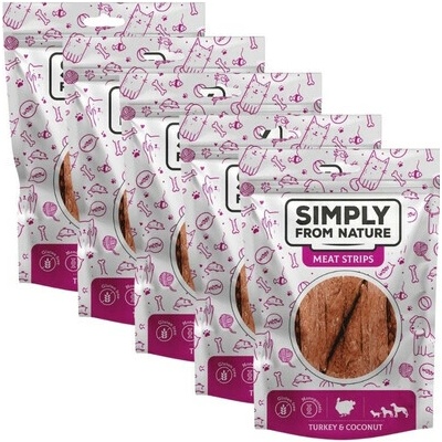 SIMPLY FROM NATURE Meat Strips Morčacie stripsy s kokosom pre psov 5x 80 g