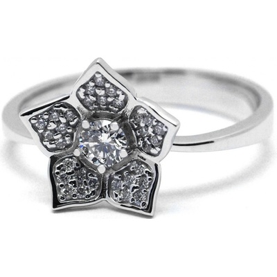 Klenoty Budín Luxusní diamantový zlatý prsten s diamanty květ J 28397 17