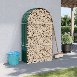 vidaXL Поставка за дърва, зелена, 120x45x210 см, поцинкована стомана (364542)
