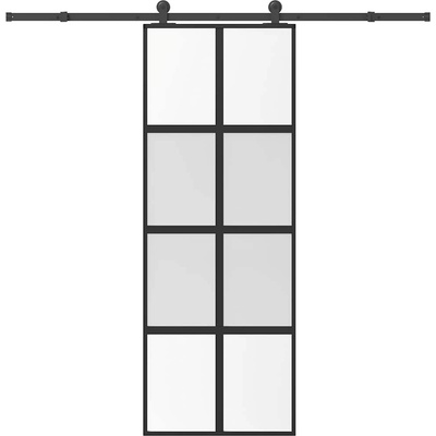 vidaXL Плъзгаща се врата с обков 76x205 см Закалено стъкло&Алуминий (3333010)