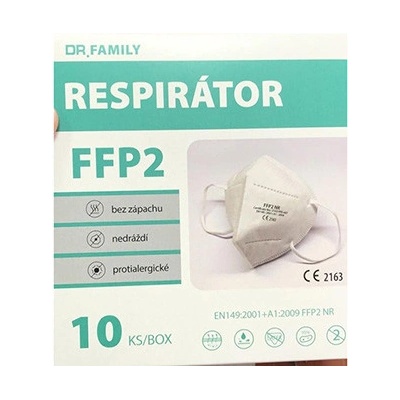 Dr. Family respirátor , FFP2, bílý, 5-vrstvý, univerzální 10 ks