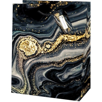Taška dárková Maxi matt 26,7 x 13,7 x 33cm TL - motiv černého mramoru