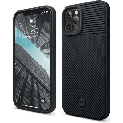 elago Cushion Case - удароустойчив силиконов (TPU) калъф за iPhone 12, iPhone 12 Pro (черен)