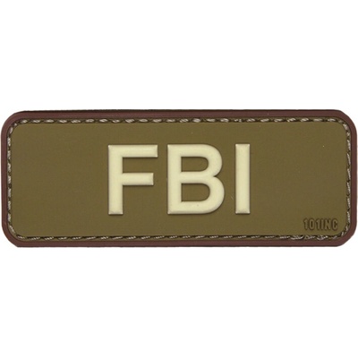 Gumená nášivka 101 Inc nápis FBI - olivová