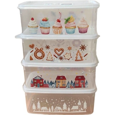 MIRA plast Box na cukroví transparentní dekory mix 2,5 l 23 x 15 x 9 cm