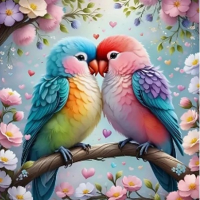Norimpex - Puzzle Diamant painting: Lovebirds 30x40cm - 1 - 39 piese