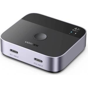 UGREEN 2-портов USB-C към HDMI превключвател за компютри и монитори - Ugreen AW502 Dual USB-C to HDMI Switch Box 2in1 4K (тъмносив) (AW502 (55451))