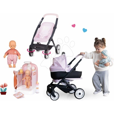 Smoby Set trojkombinácia s bábikou vo funkčnej sprche Puschair Pink Maxi Cosi&Quinny a fľaška