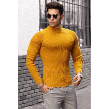 Madmext Мъжки пуловер с поло яка 9413 - Горчица 290228 (290228_Горчица)