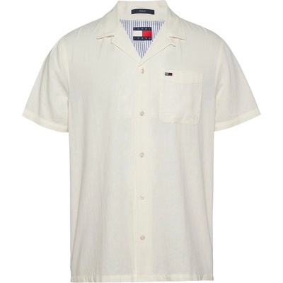 Tommy Hilfiger Риза Tommy Jeans Men's Linen Blend Short-Sleeve Plain Shirt - Ecru