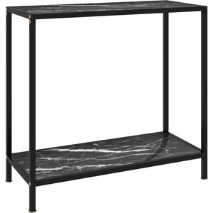 vidaXL Конзолна маса, черна, 80x35x75 cм, закалено стъкло (322834)