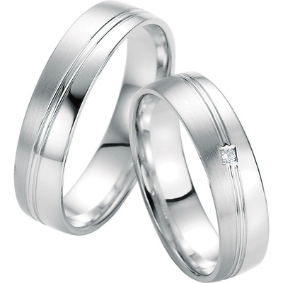 SP-10330 Snubní prsteny z bílého zlata s diamantem