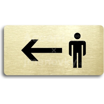 ACCEPT Piktogram WC MUŽI VLEVO - zlatá tabulka - černý tisk bez rámečku