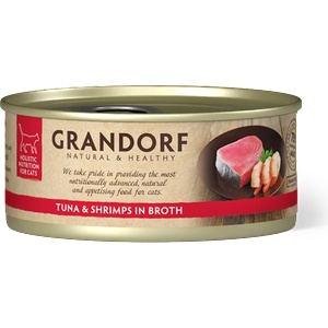 Grandorf Tuna Fillet & Shrimps - Допълваща мокра храна за котки с филе от риба тон и скариди 70 гр