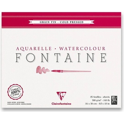 Clairefontaine Akvarelový blok Fontaine Cold Pressed 24 x 30 cm 25 listov 300 g