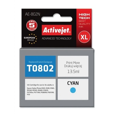 Compatible Мастило Activejet AE-802N (заместител за Epson T0802, Supreme, 13, 5 ml, циан) (AE-802N)