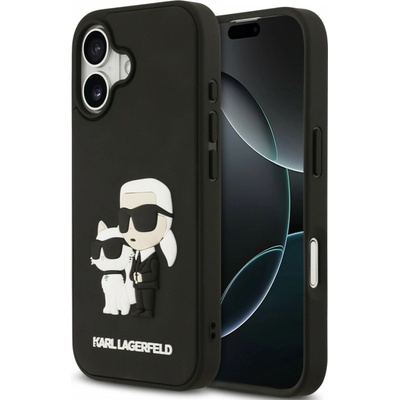 Karl Lagerfeld 3D gumový Karl and Choupette pre iPhone 17 čierny