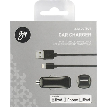 Goji Зарядно за кола с USB 2.4A и Lightning кабел за всички продукти на Apple с Lightning - Goji Car Charger 2.4A with Lightning Cable (GOJCARCHARGLIGHTBLABLACK)
