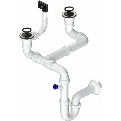 Dvojsifón 1 1/2" pre nerez. drezy s úsporou miesta
