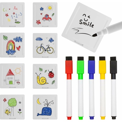 PicassoTiles - Magnetické díly na popisování (8 ks + 5 fixů)