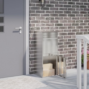vidaXL Пощенска кутия за пратки с врата Сребристо 41 x 38 x 103 см (874937)