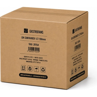 Gastrofans Výhodný multipack 6x Gastronádoba 1/2 GN 150 mm, nerezová, plná