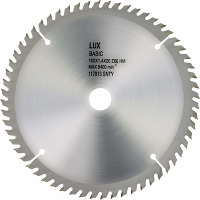 LUX List kotúčovej píly zo spekaného karbidu na drevo 185 mm 60 zubov