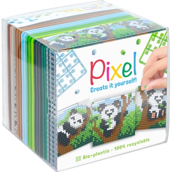 Pixelhobby Комплект от 3 мозайки с пиксели Classic, Pixelhobby, Куб - Панди (29020-Pandas)