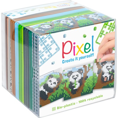 Pixelhobby Комплект от 3 мозайки с пиксели Classic, Pixelhobby, Куб - Панди (29020-Pandas)
