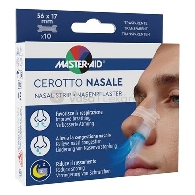 Master Aid Nosové náplasti na uľahčenie dýchania 56 x 17 mm 10 náplastí